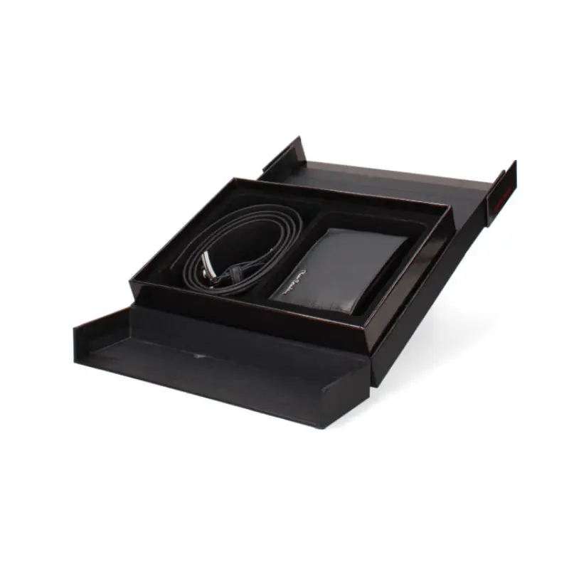 Pierre cardin, set de curea si portofel de piele 2 piese, negru, model cz001